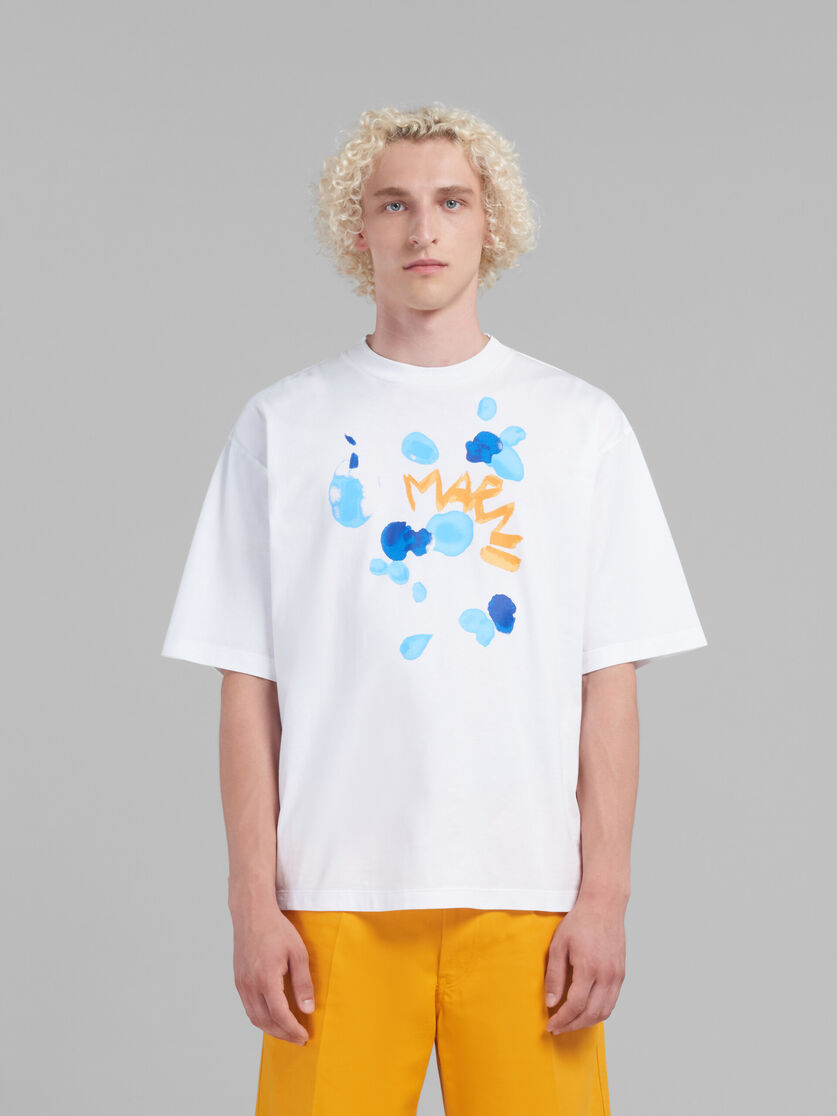 White organic cotton T-shirt with Marni Dripping print - T-shirts - Image 2