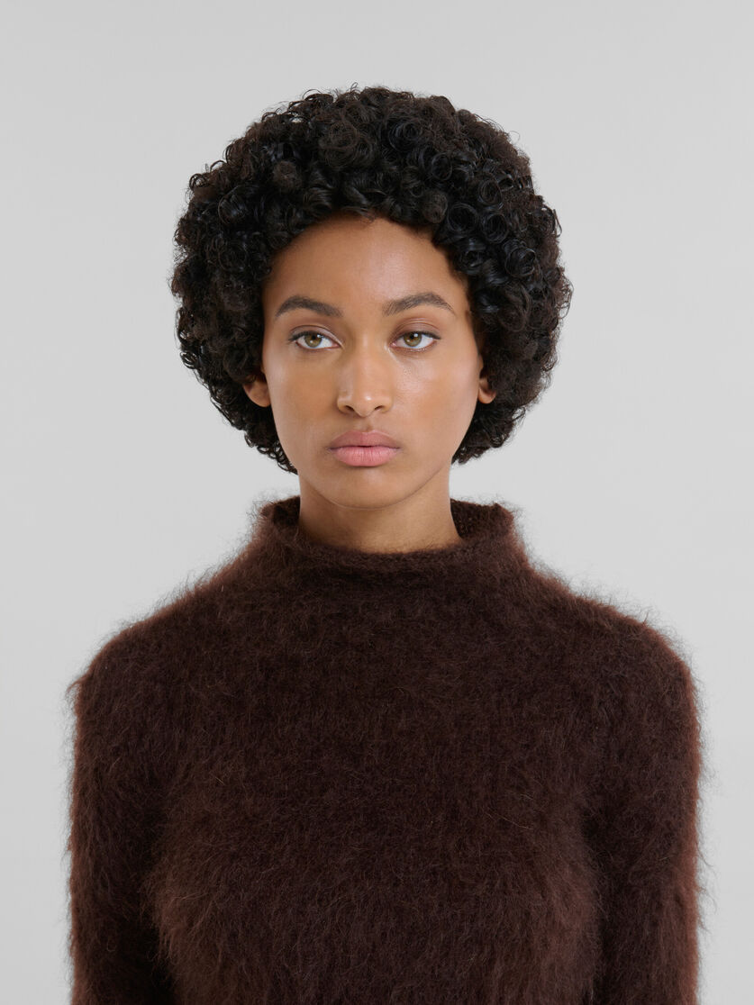 Brushed brown mohair turtleneck - Pullovers - Image 4