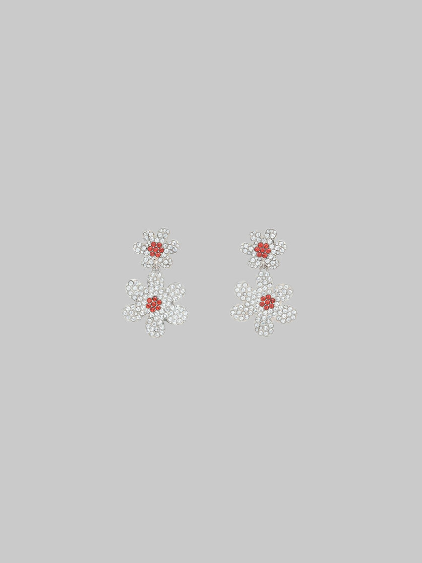 Pendants d’oreilles marguerites avec strass sertis pavé - Boucles d’oreilles - Image 1