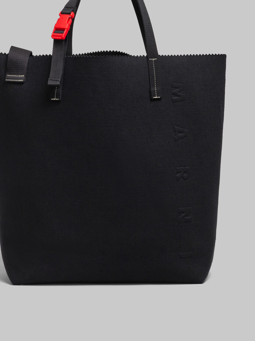 Tribeca Shopping Bag in tela nera con logo Marni in rilievo - Borse shopping - Image 5