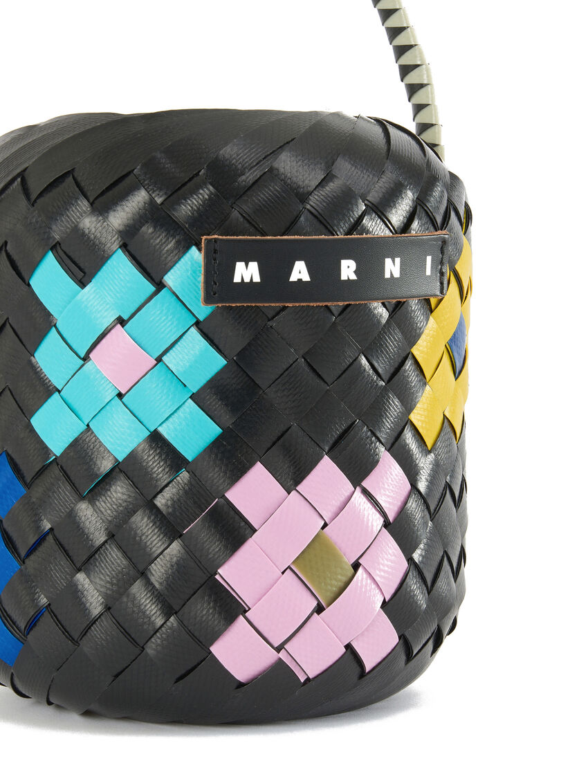 Black flower MARNI MARKET SMALL BUCKET bag - Shopping Bags - Image 4