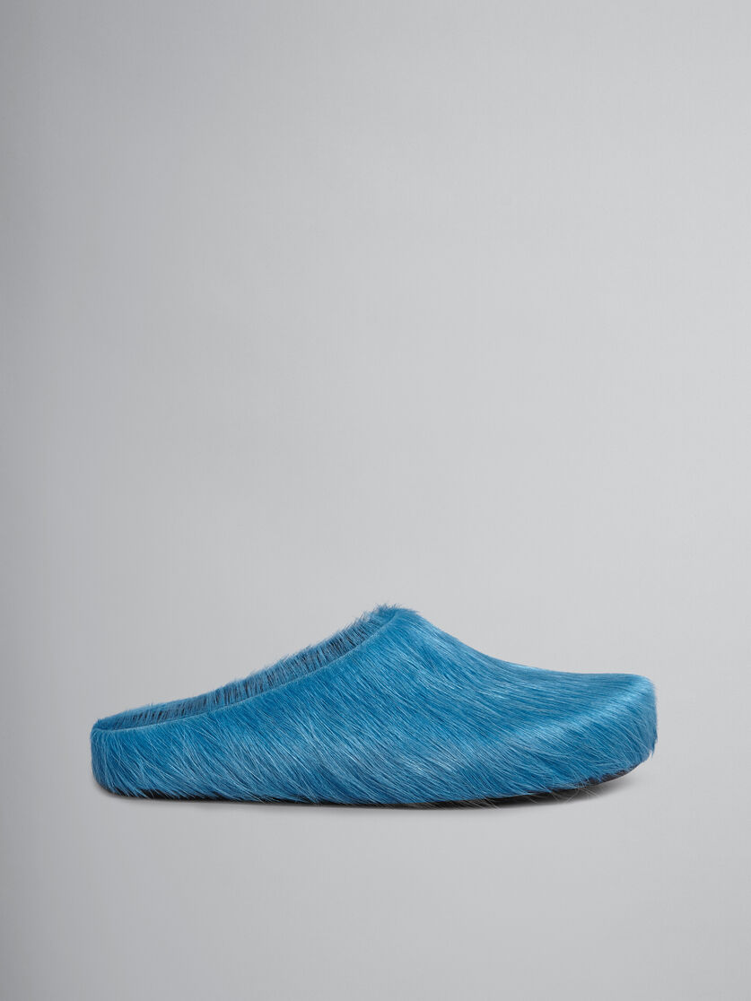 Mocasín sin talón de piel de becerro azul efecto pelo sensación de pies descalzos - Zuecos - Image 1