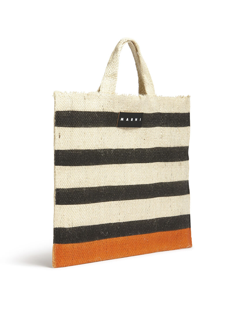 MARNI MARKET CANAPA large bag in black and orange natural fiber - Shopping Bags - Image 2