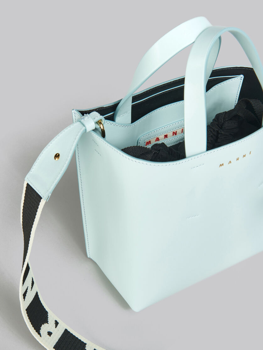 Museo Mini Bag in light blue leather - Shopping Bags - Image 4