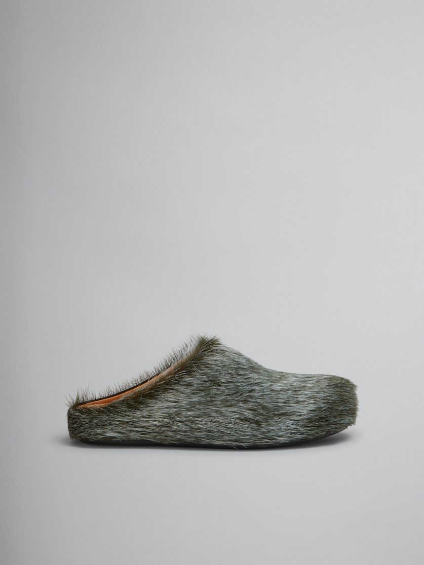 Blue-grey long hair calfskin Fussbett sabot - Clogs - Image 1