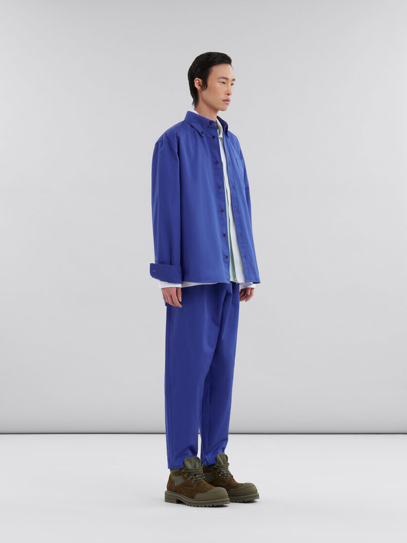 Blue organic gabardine shirt with Marni mending patch - Shirts - Image 5