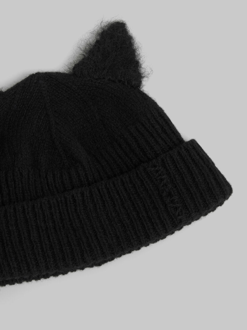 Gorro de lana negro con orejas de mohair - Sombrero - Image 4