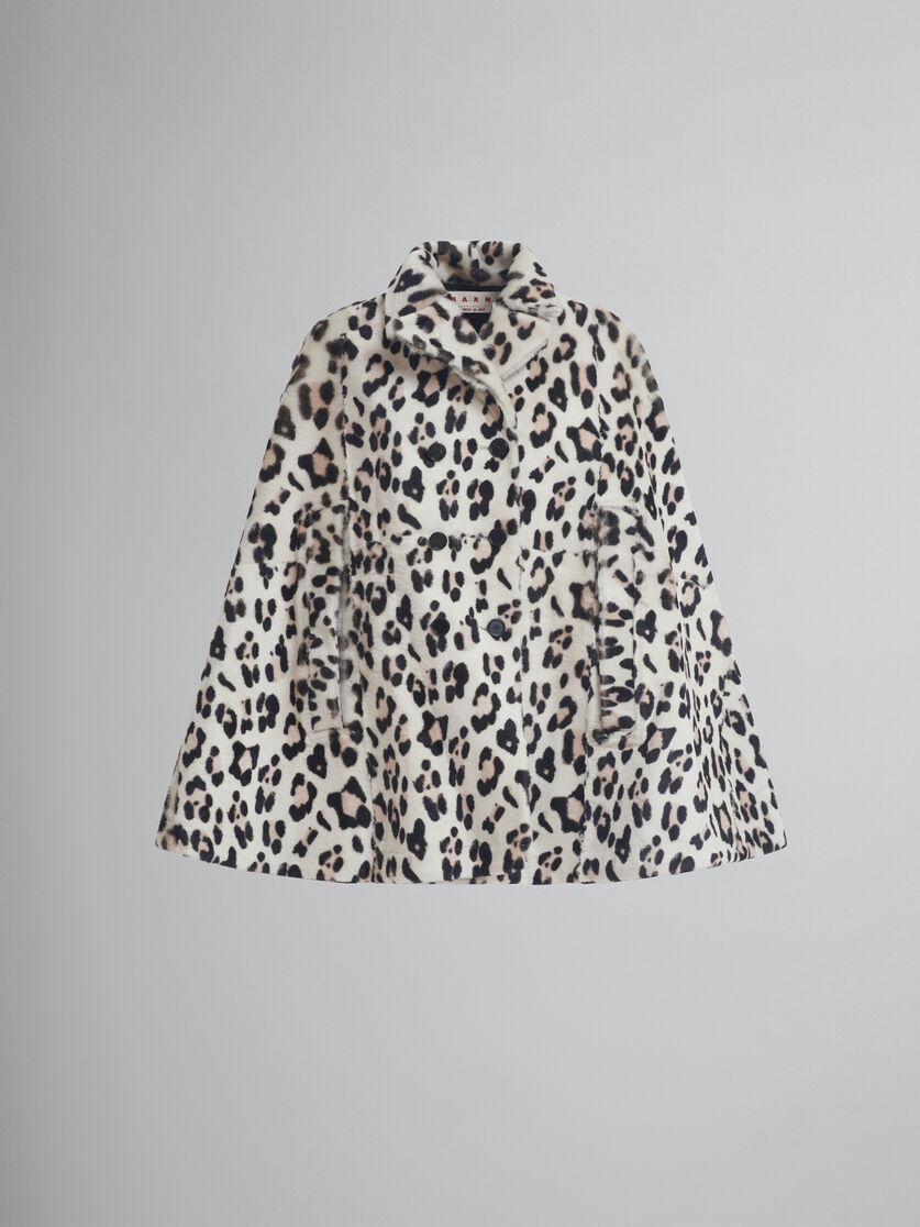 Mantella in shearling rasato con stampa animalier - Giacche - Image 1