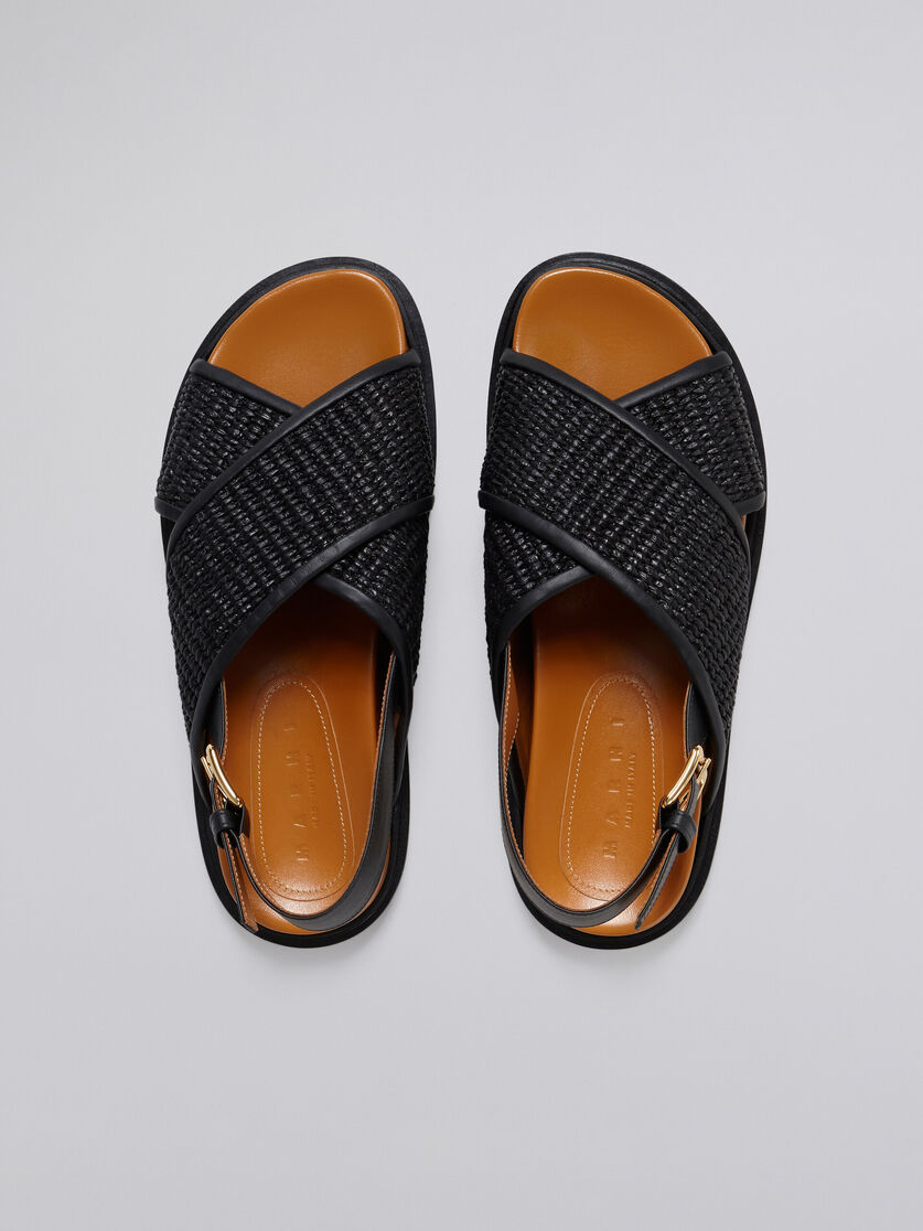 Fussbet sandals in brown leather and raffia-effect fabric - Sandals - Image 4