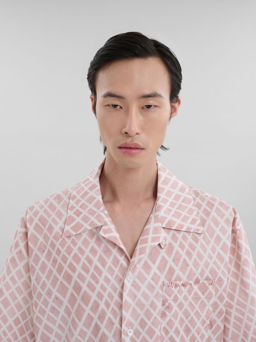 Pink poplin bowling shirt with Landscapes print - Shirts - Image 4