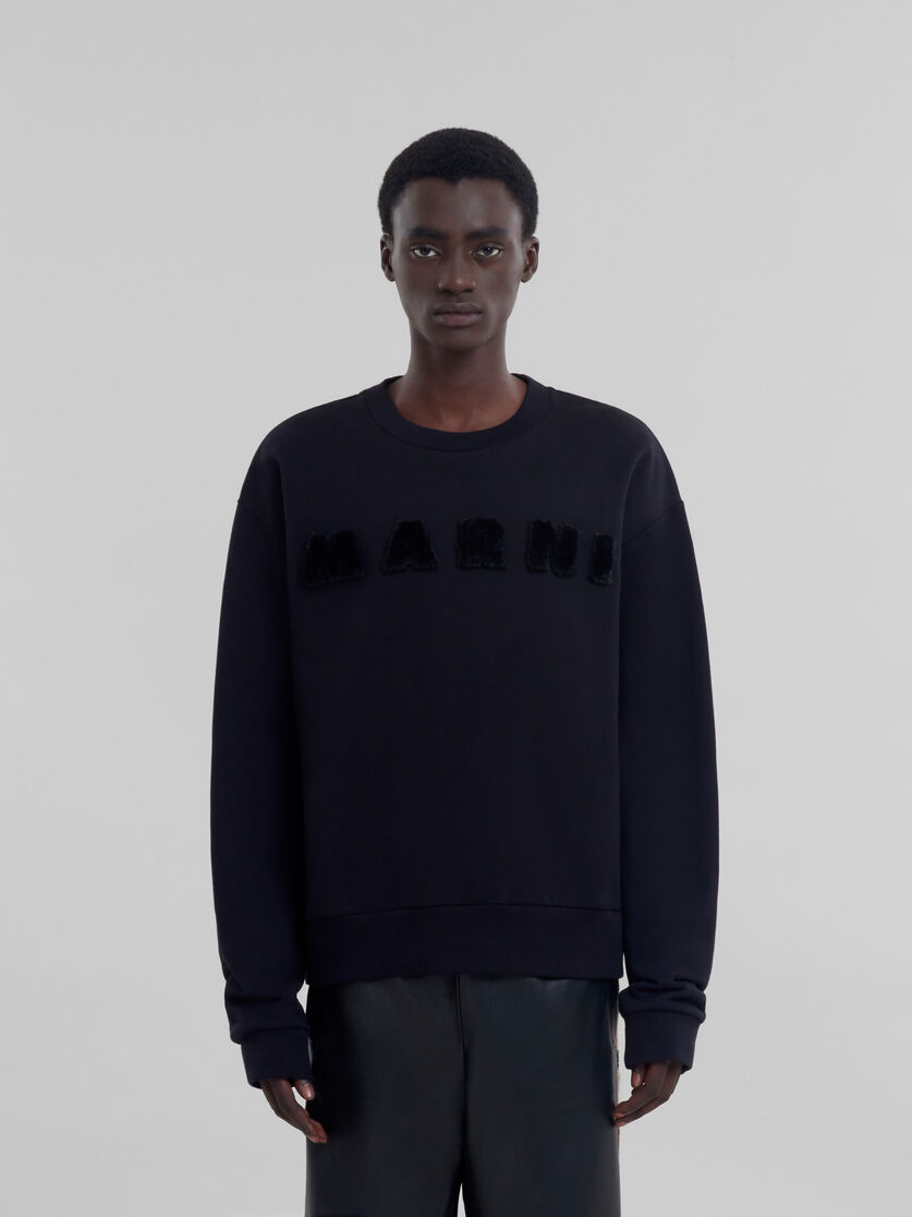 Black organic cotton sweatshirt with Marni logo - Sweaters - Image 2