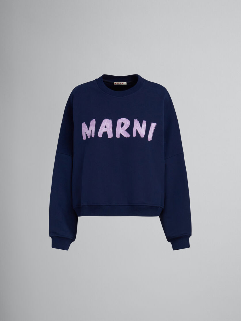 Blaues Sweatshirt aus Bio-Baumwolle mit Marni-Print - Pullover - Image 1