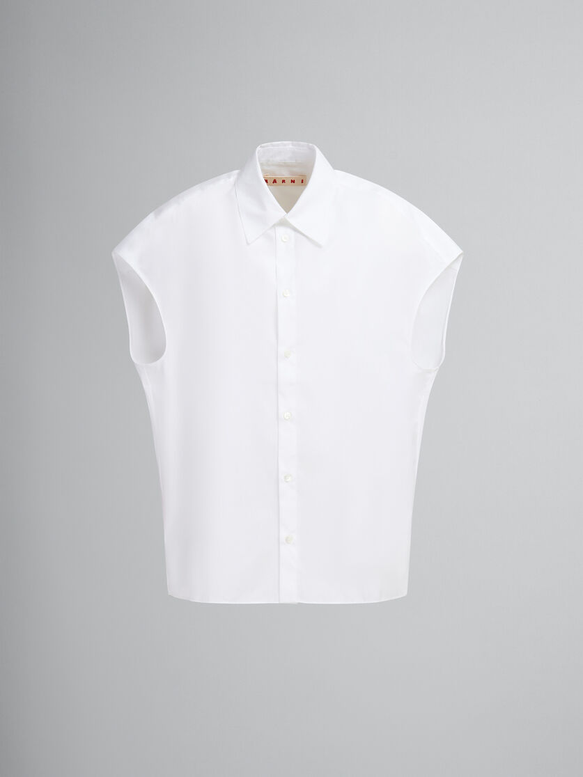 White poplin cocoon shirt - Shirts - Image 1