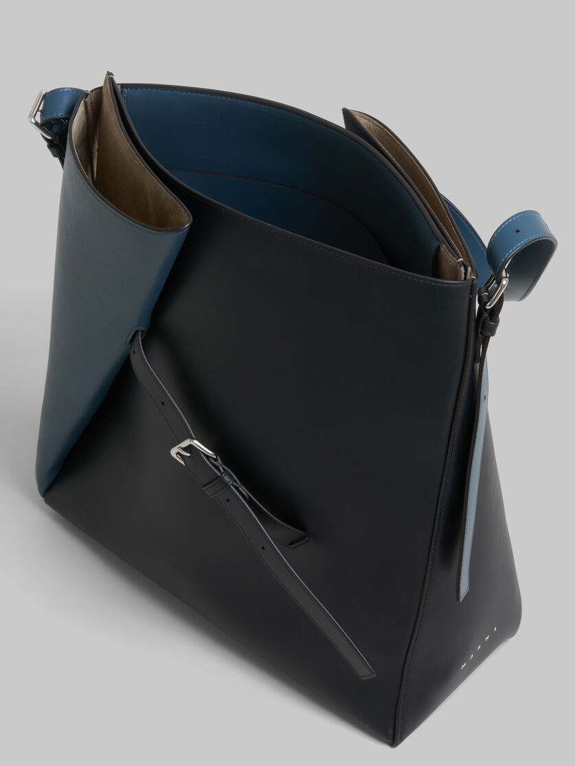 Deep blue and black leather Reverse hobo bag - Shoulder Bags - Image 4