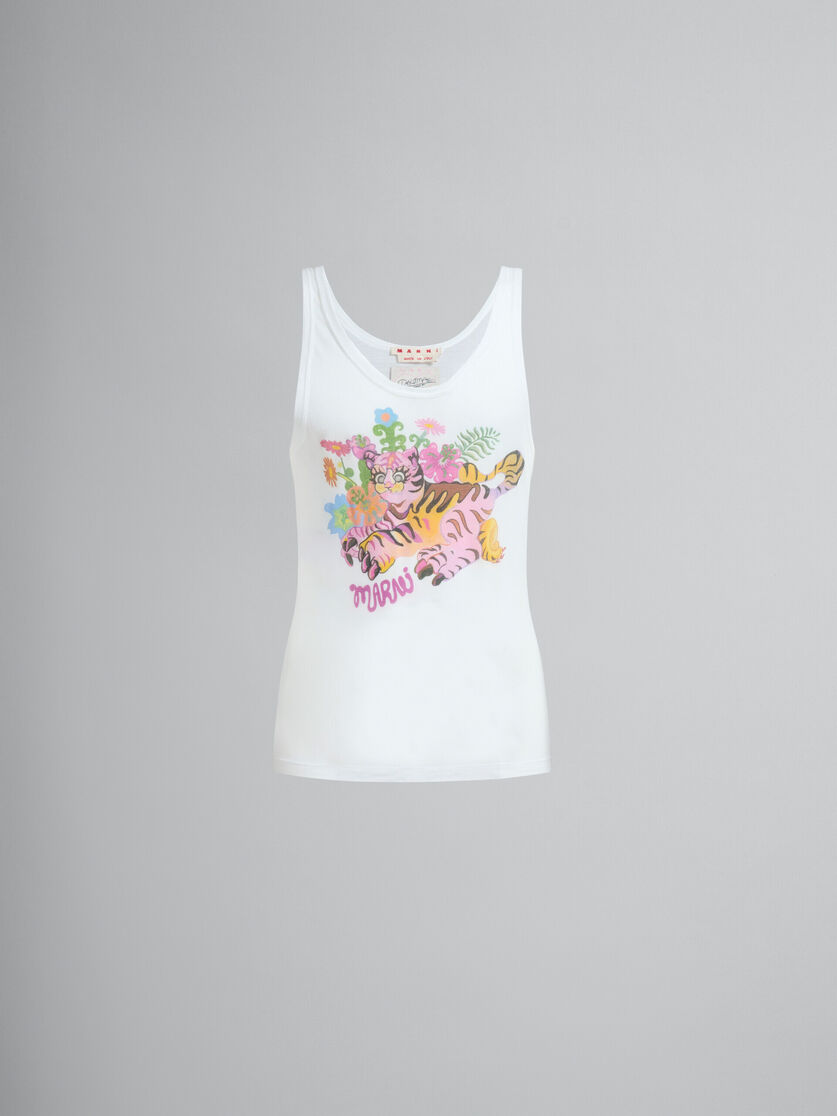 White organic jersey tank top with print - T-shirts - Image 2