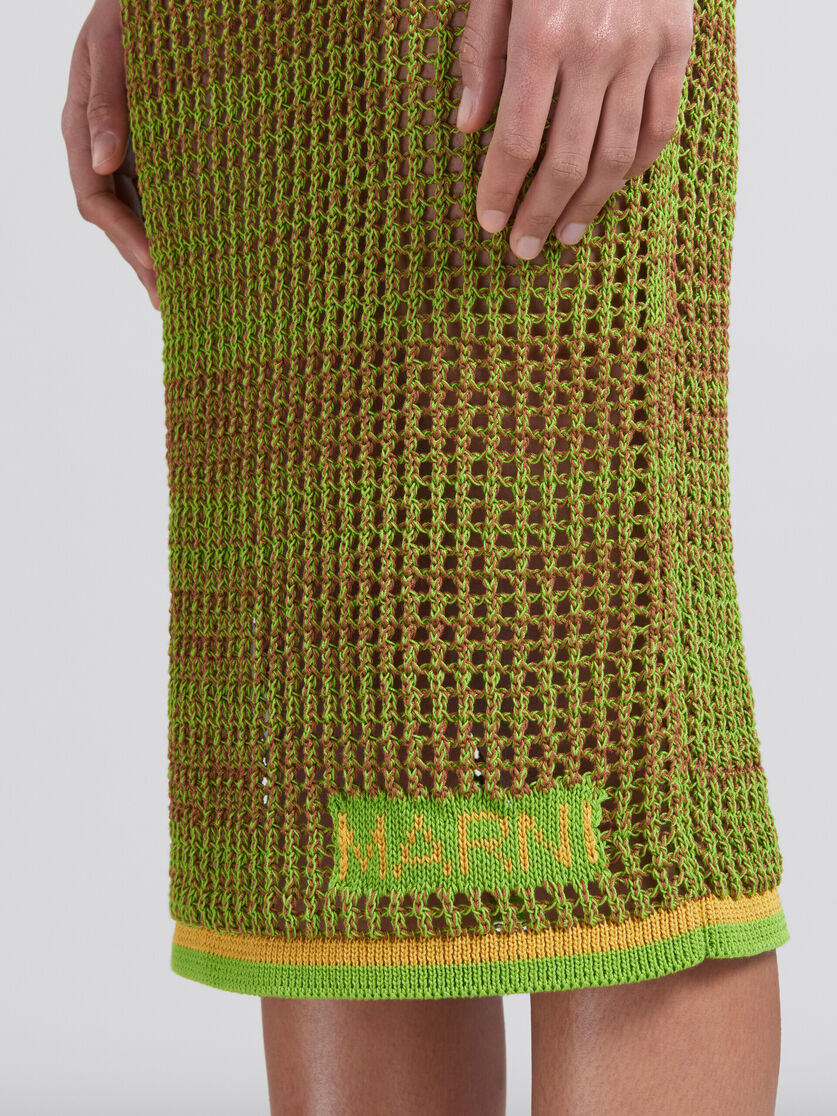 Falda midi de rejilla en algodón orgánico verde - Faldas - Image 4