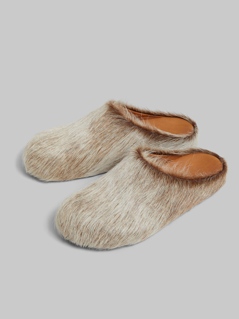 Blue-grey long hair calfskin Fussbett sabot - Clogs - Image 5