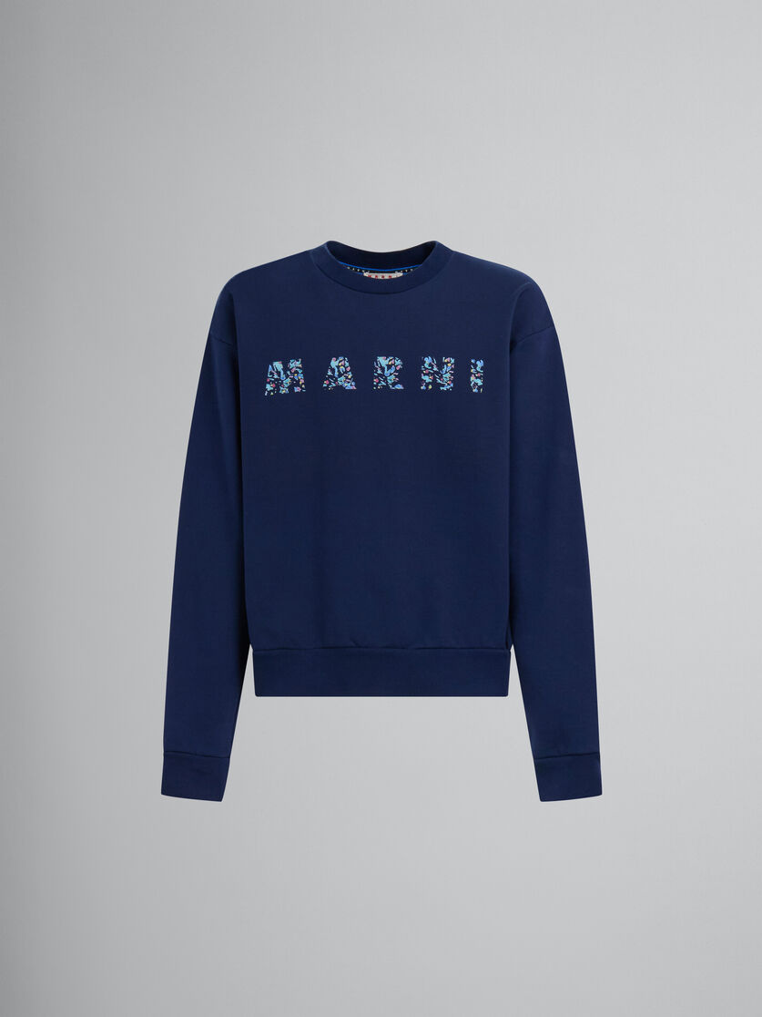 Blaues Sweatshirt aus Bio-Baumwolle mit gemustertem Marni-Print - Strickwaren - Image 1