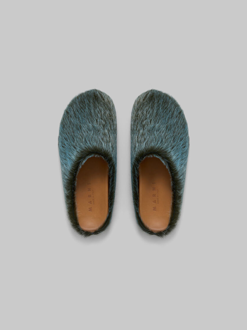 Blue-grey long hair calfskin Fussbett sabot - Clogs - Image 4