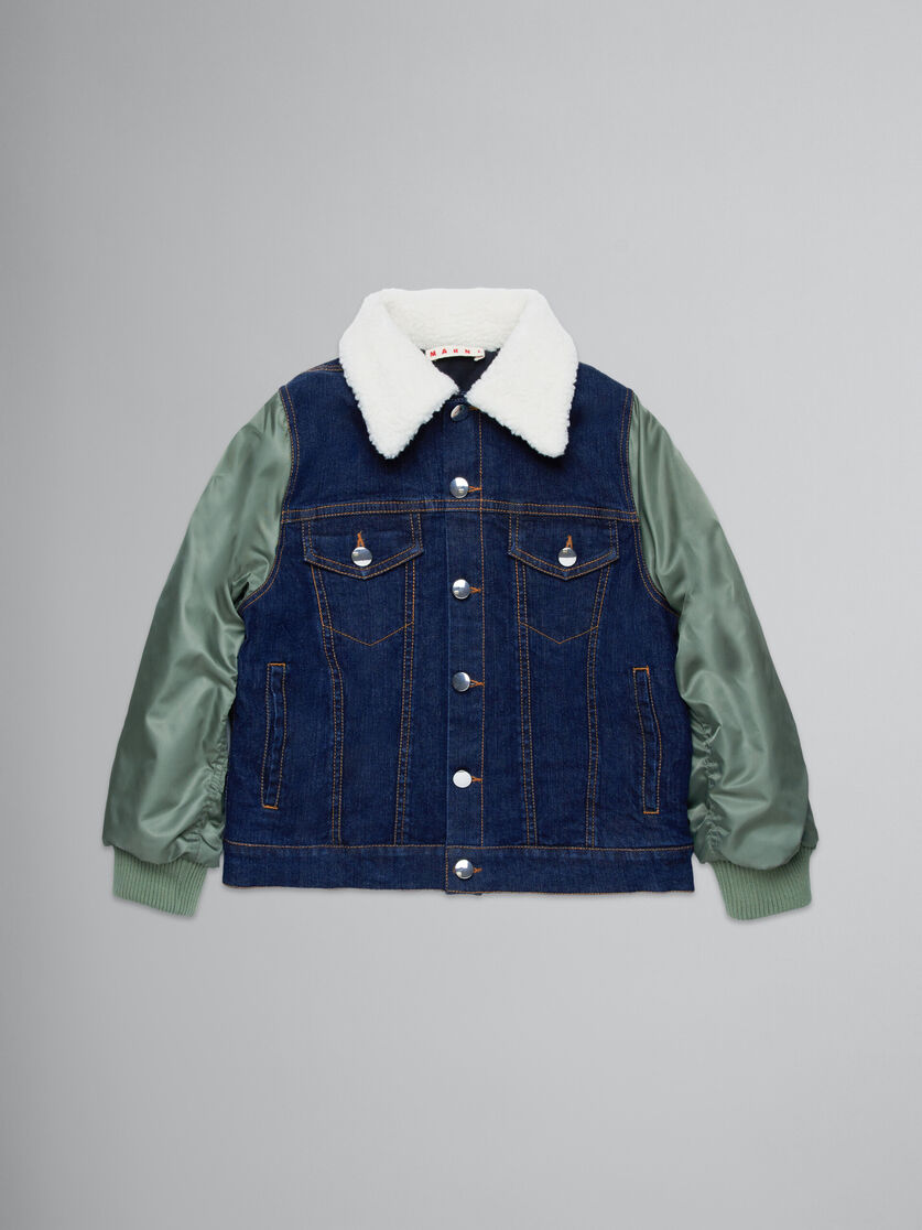 Denim jacket with bomber-style sleeves - Jackets - Image 1