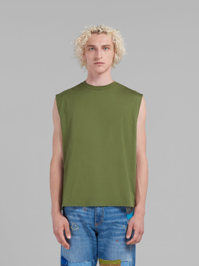 Green organic cotton tank top with Marni Dripping print - T-shirts - Image 2