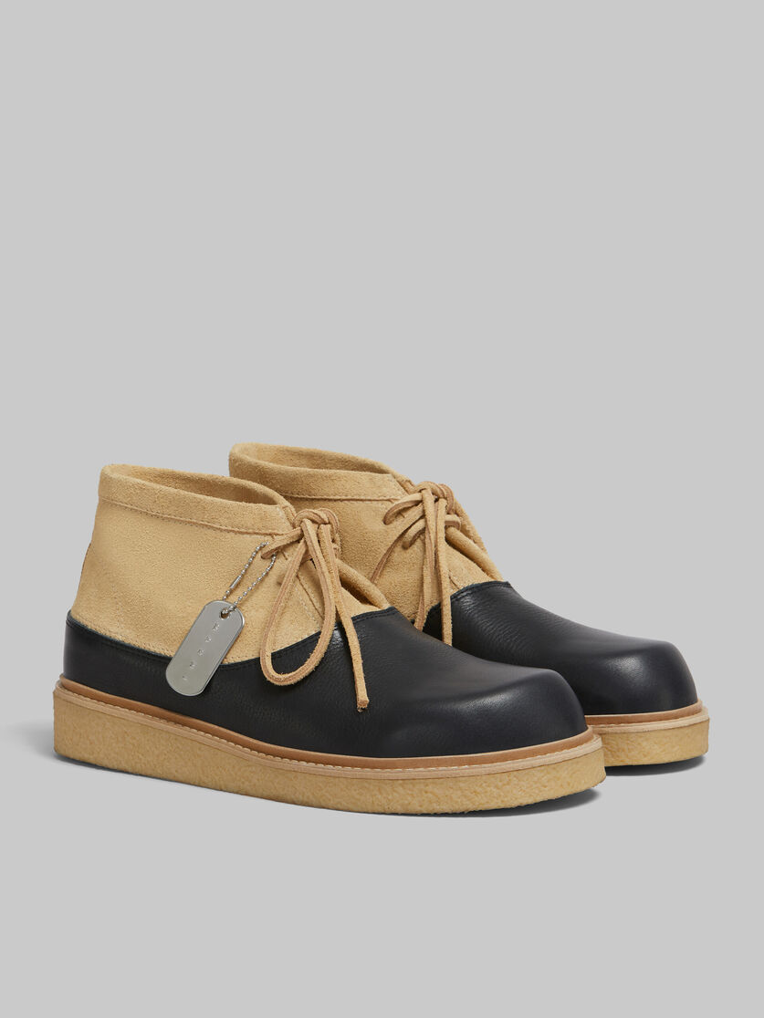 Chaussures de brousse en cuir noir et vert avec semelle en para-caoutchouc - Bottes - Image 2