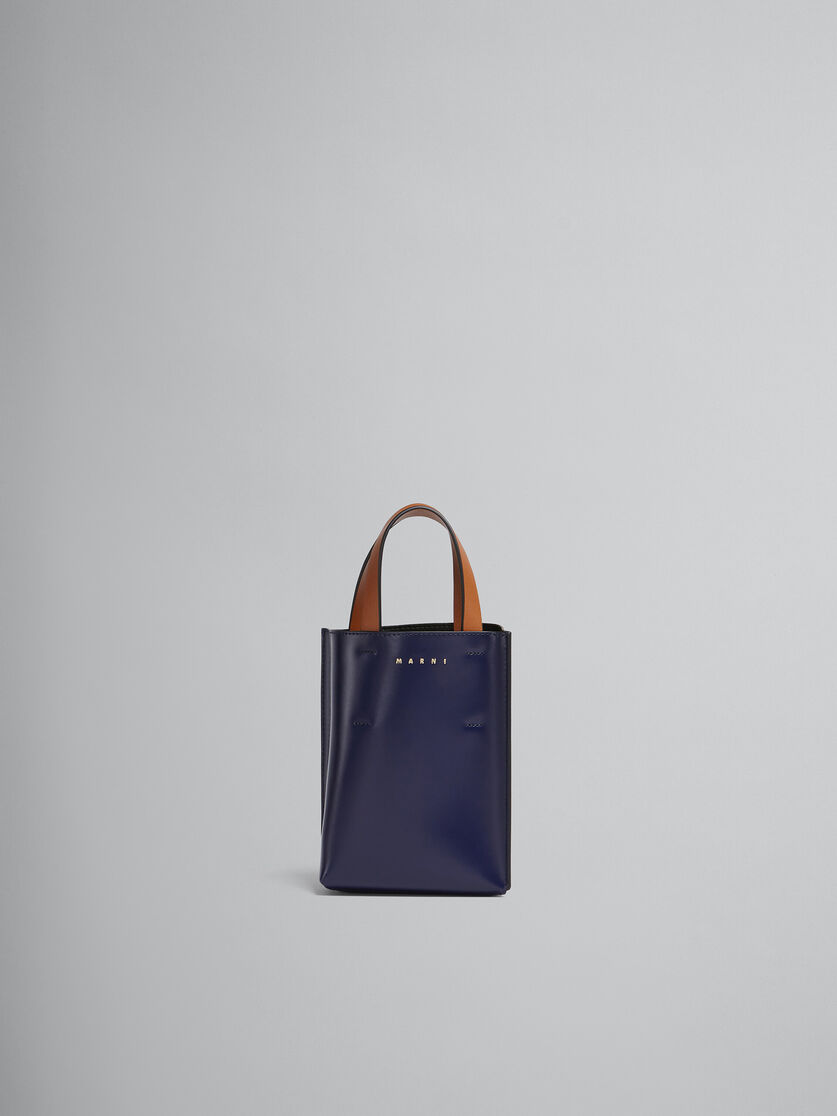 MUSEO bag nano in pelle blu e bianca - Borse shopping - Image 1