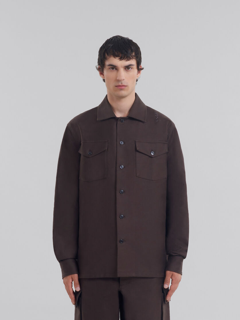 Brown organic cotton satin shirt - Shirts - Image 2