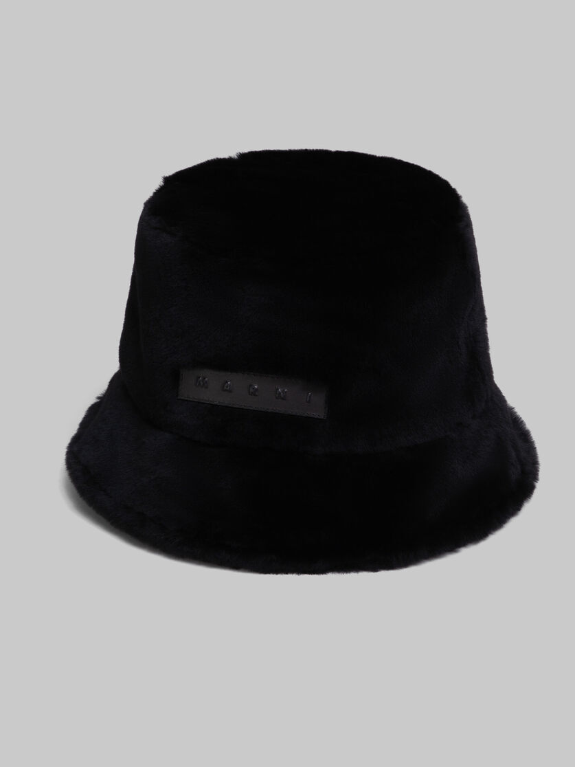 Cappello bucket in shearling rasato nero - Cappelli - Image 4
