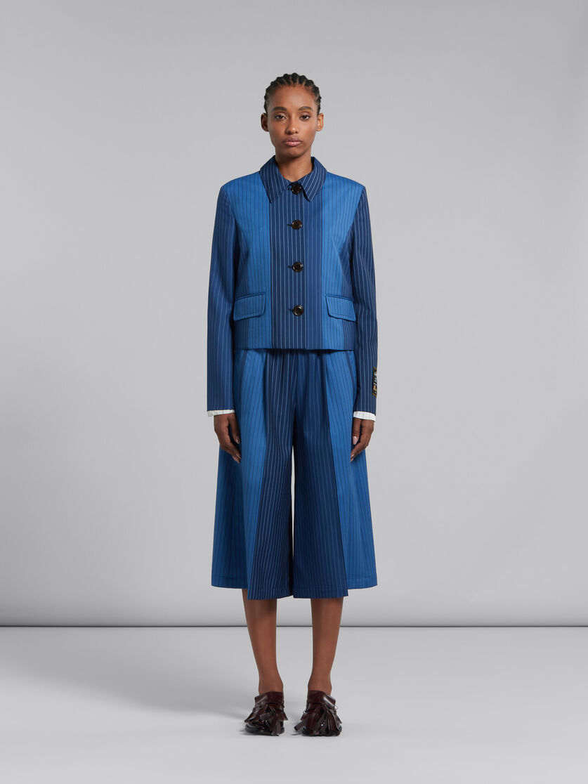 Veste en laine à fines rayures avec dégradé bleu - Manteaux - Image 2