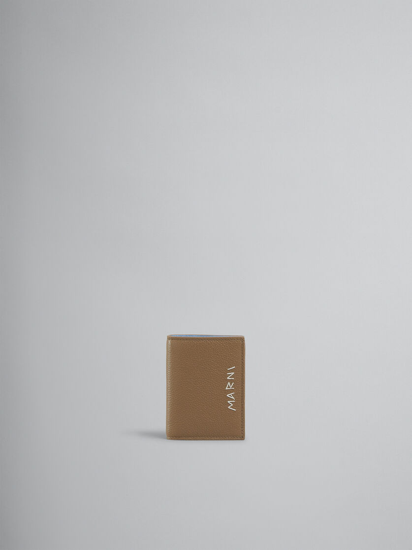 Portefeuille à deux volets en cuir marron avec effet raccommodé Marni - Portefeuilles - Image 1