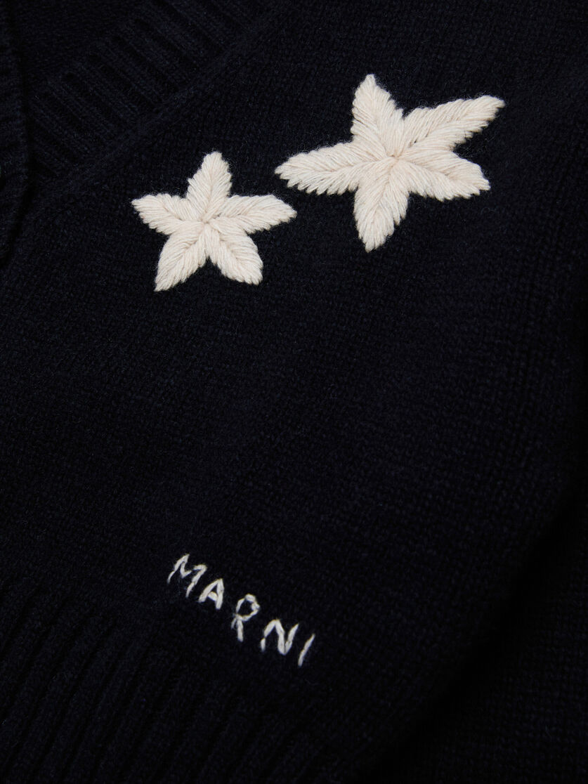 Black wool-blend cardigan with stars - Knitwear - Image 4