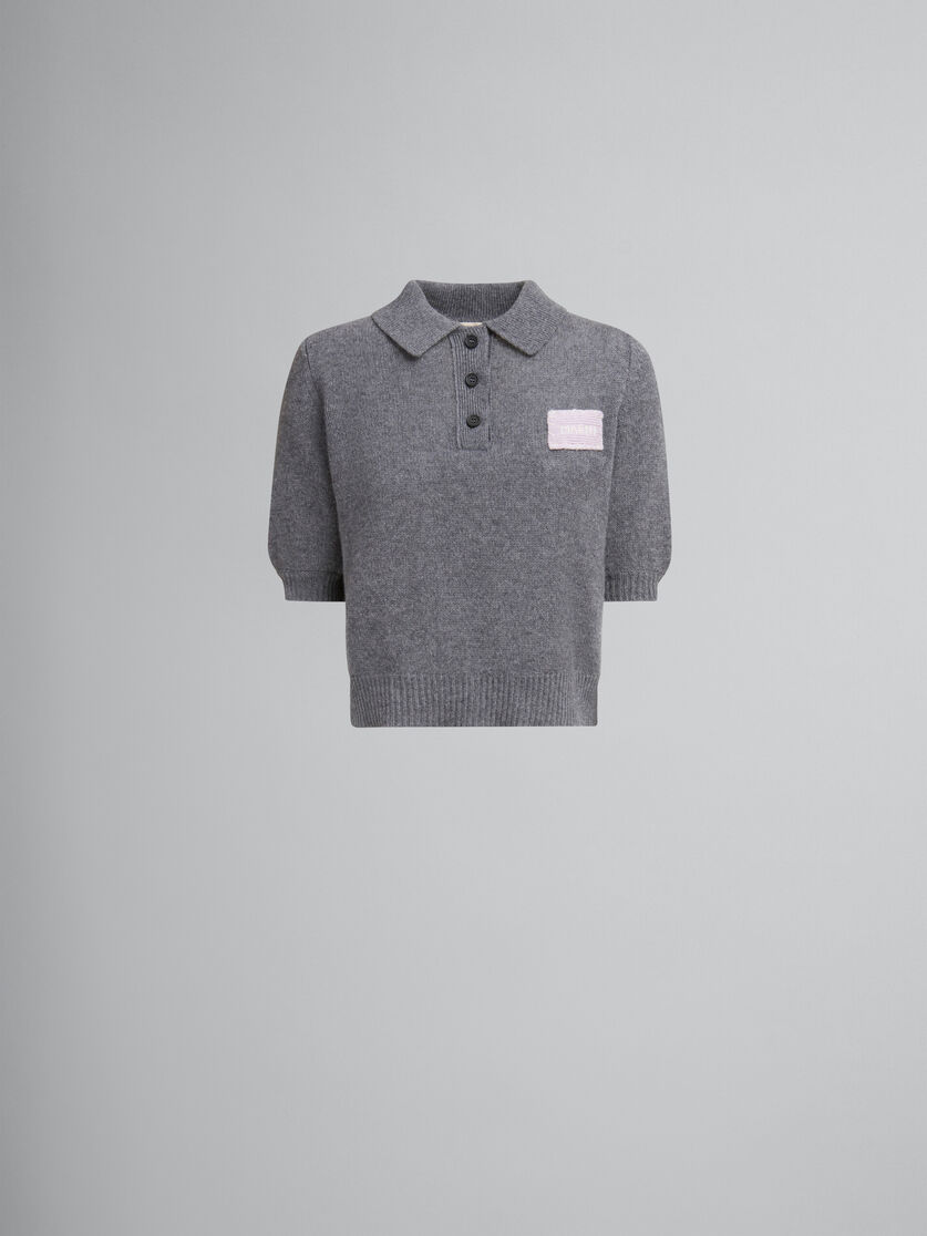 Grey cashmere polo jumper with Marni patch - Shirts - Image 1