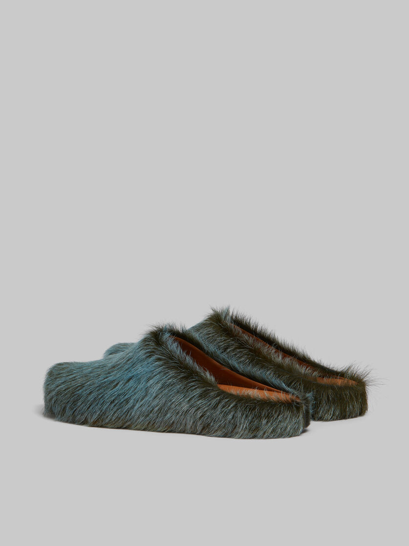 Blue-grey long hair calfskin Fussbett sabot - Clogs - Image 3