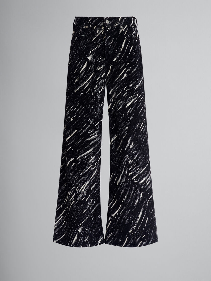 Black flocked loose jeans with Crayon print - Pants - Image 1