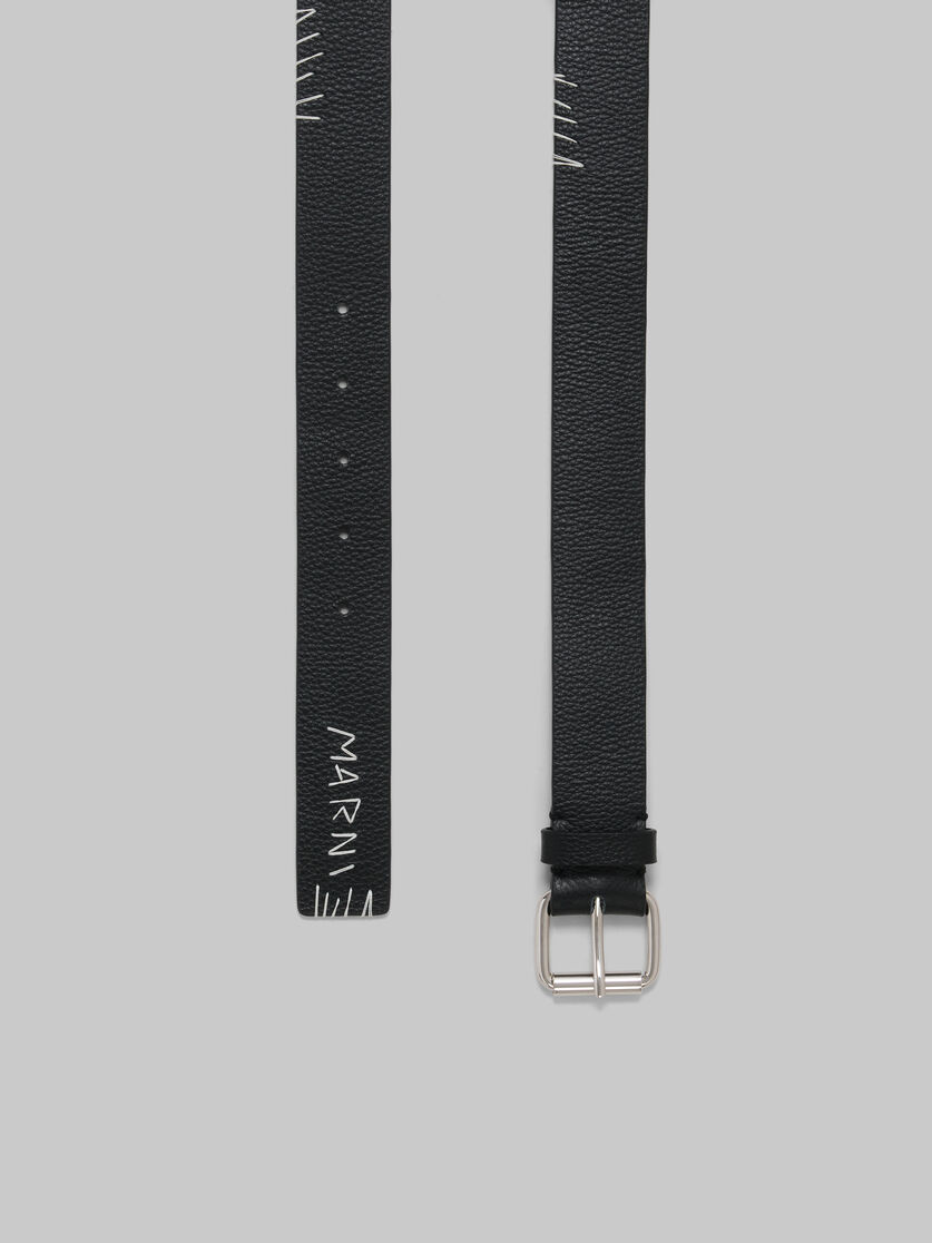 Ceinture en cuir noir avec effet raccommodé Marni - Ceintures - Image 3