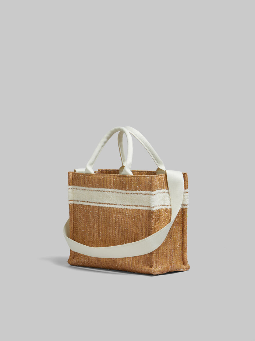 Ecru raffia-effect Small Tote Bag with tufted logo - Shopping Bags - Image 3