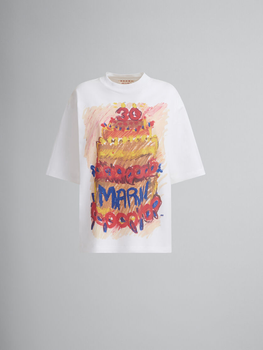 White organic cotton T-shirt with Marni 30th Anniversary print - T-shirts - Image 1