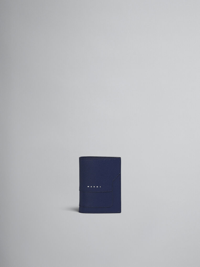 ブラック サフィアーノレザー製 二つ折りウォレット - 財布 - Image 1