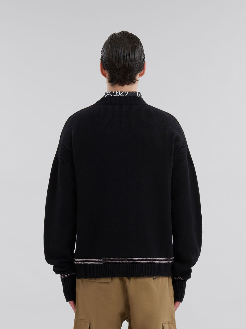 Maglione in lana nera con maxi intarsio Marni - Pullover - Image 3