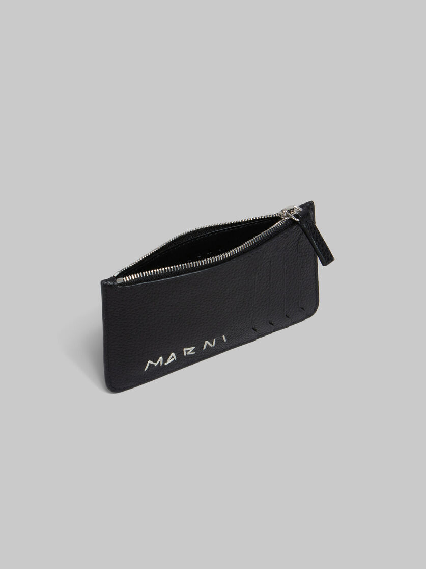 Porte-cartes en cuir noir avec effet raccommodé Marni - Portefeuilles - Image 2