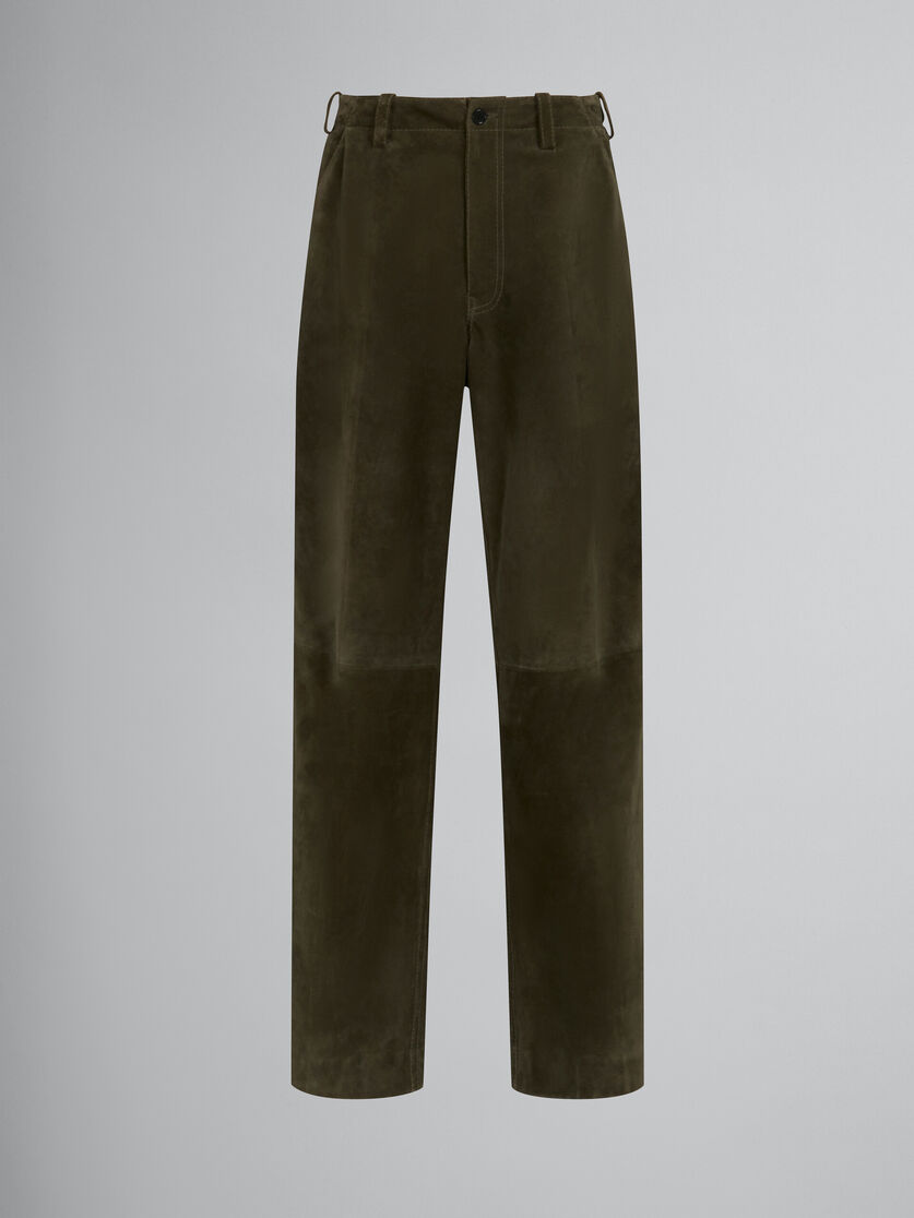 Green compact suede trousers - Pants - Image 1