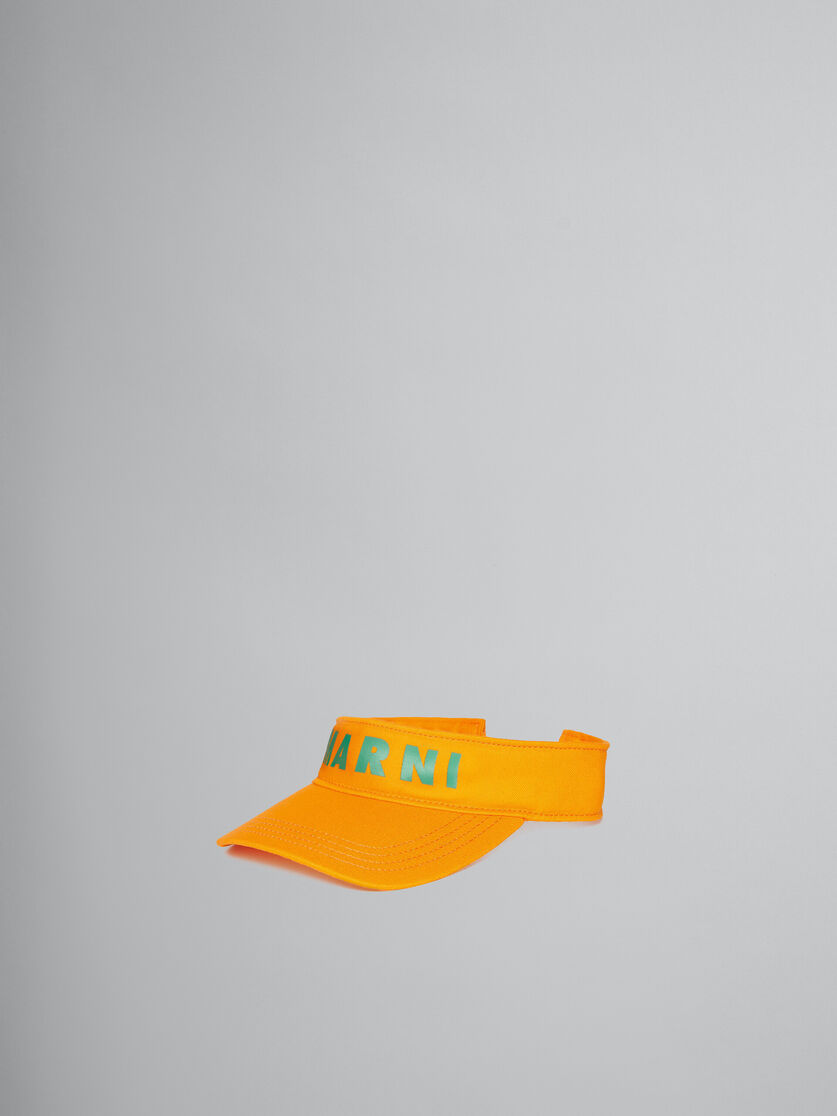 Oranger Gabardine-Visor mit Logo - Hüte - Image 1