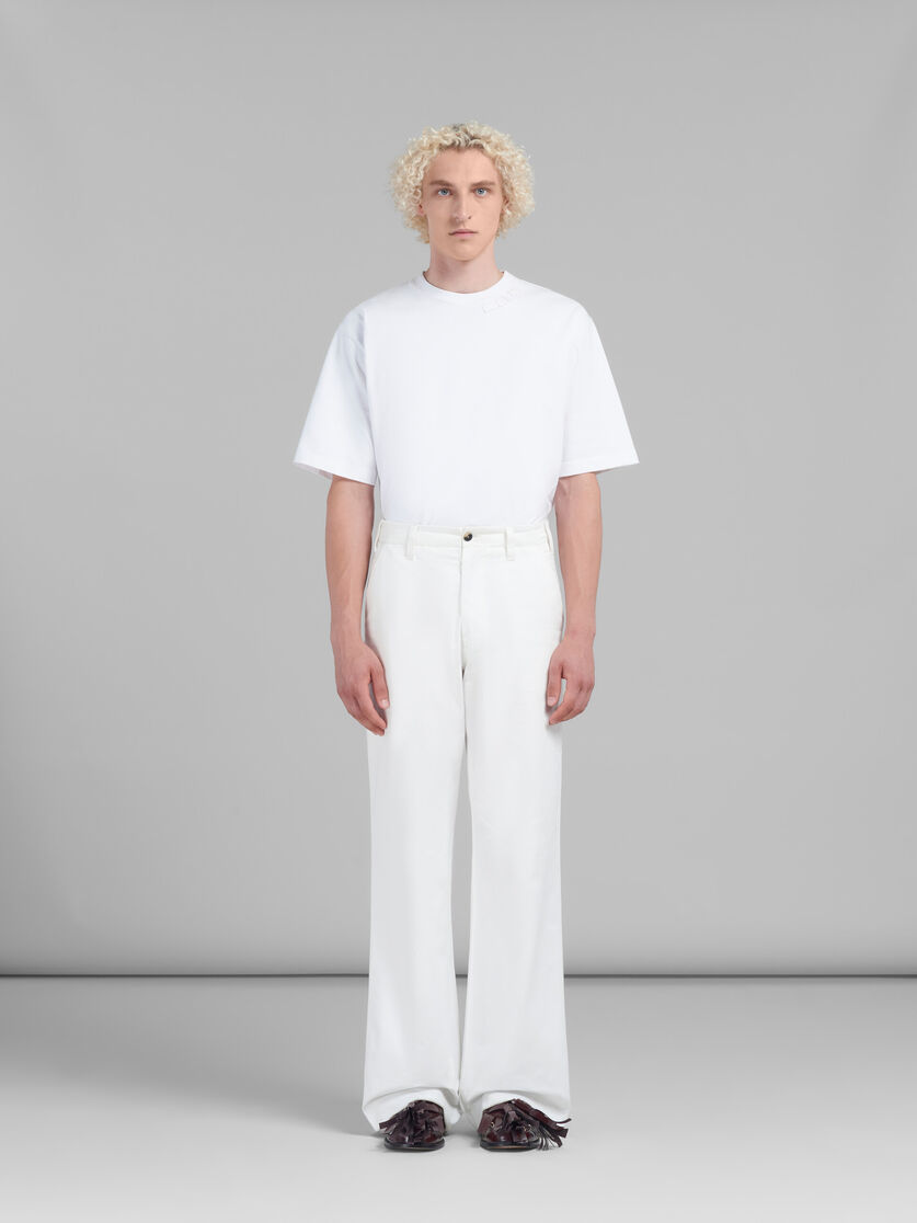 White organic gabardine flared trousers - Pants - Image 2