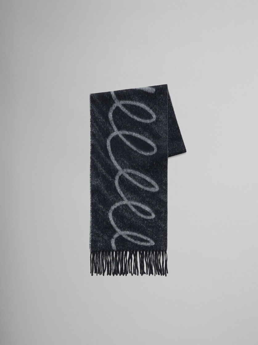 Blue wool-cashmere scarf with Echoes motif - Scarves - Image 1