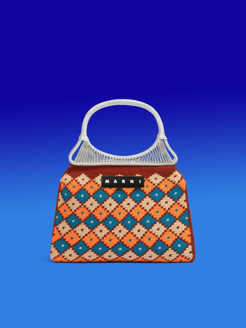 MARNI MARKET Handtasche mit geometrischem Muster aus Baumwolle in Orange - Shopper - Image 1