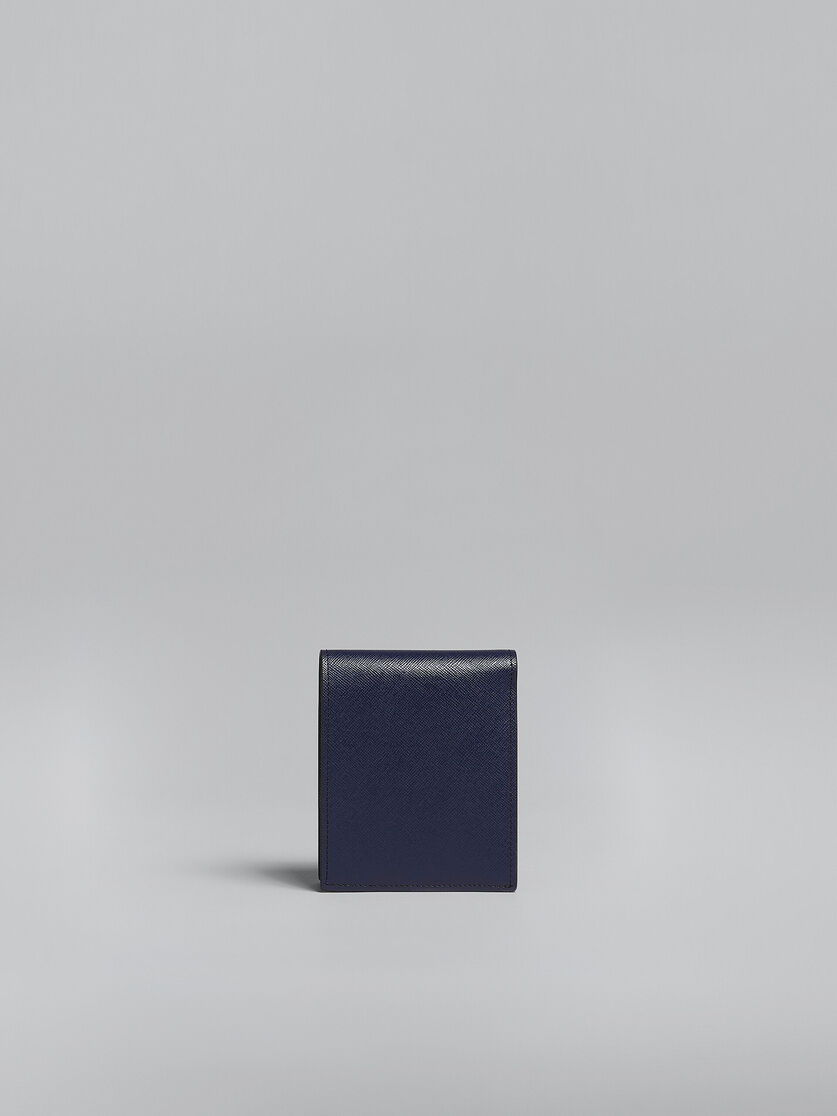 Portefeuille à deux volets en cuir saffiano gris et bleu - Portefeuilles - Image 3