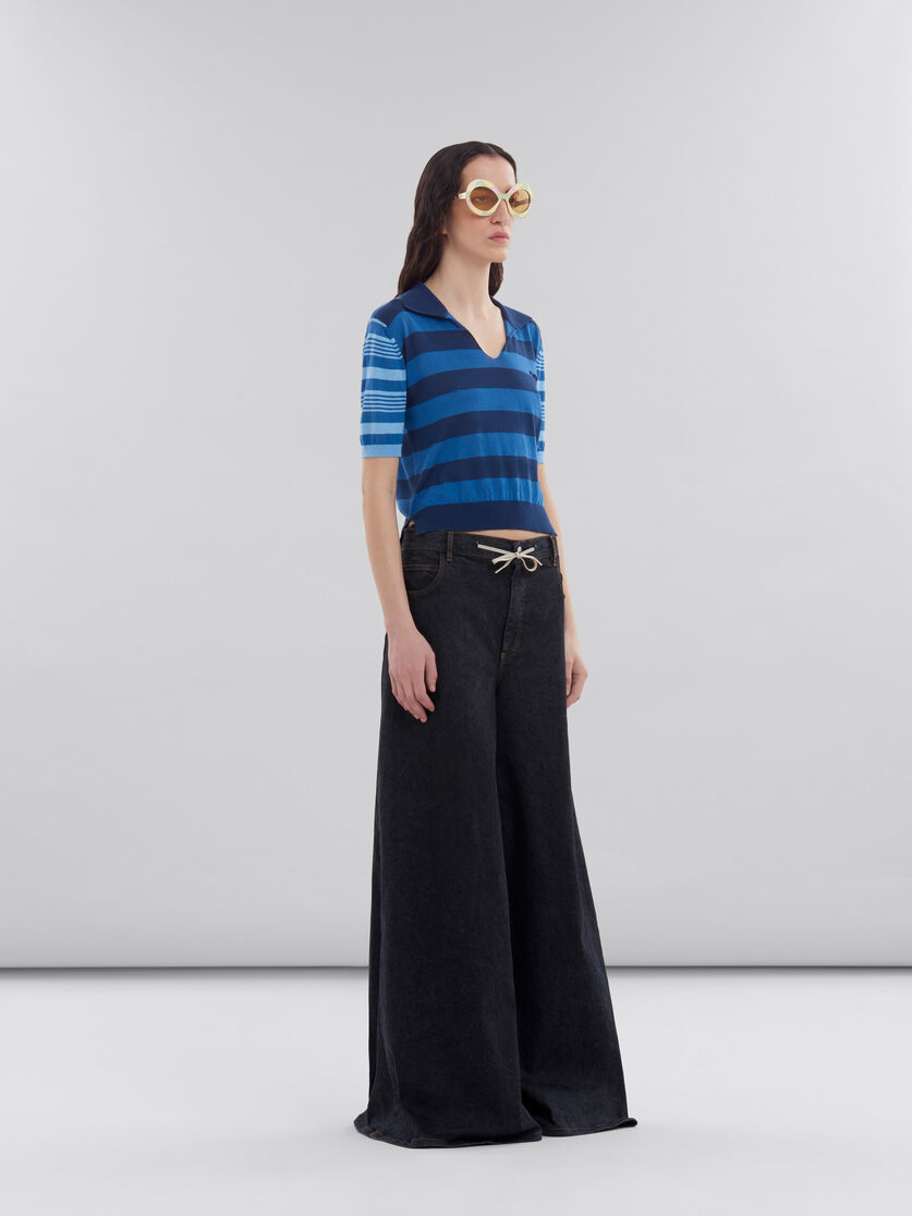 Black marble denim wide-leg jeans - Pants - Image 5