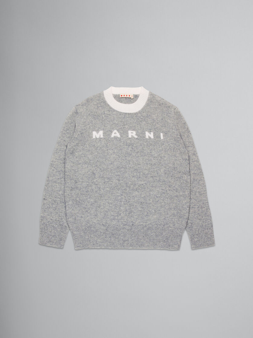 Grey cashmere-blend pullover with logo - Knitwear - Image 1