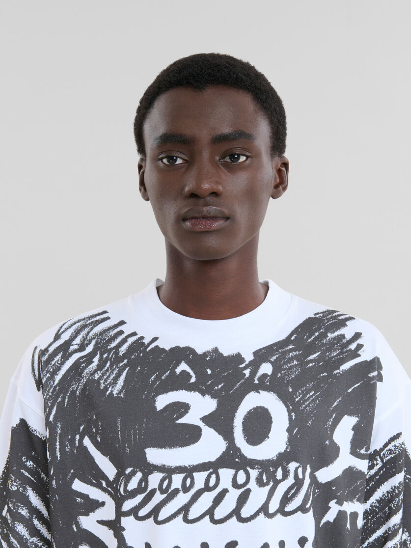 White organic cotton t-shirt with Marni 30th Anniversary print - Shirts - Image 4